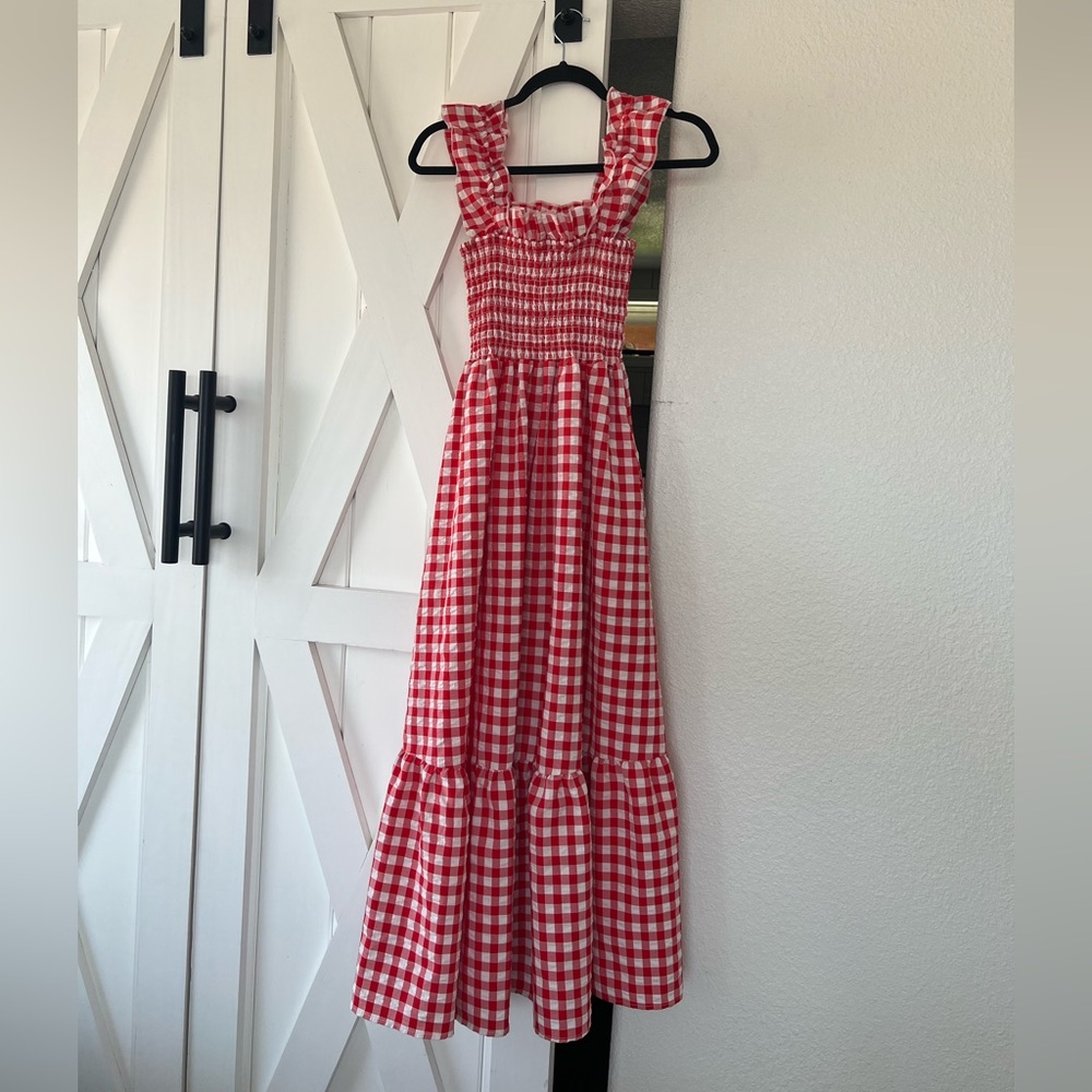 Red Gingham Maxi Dress